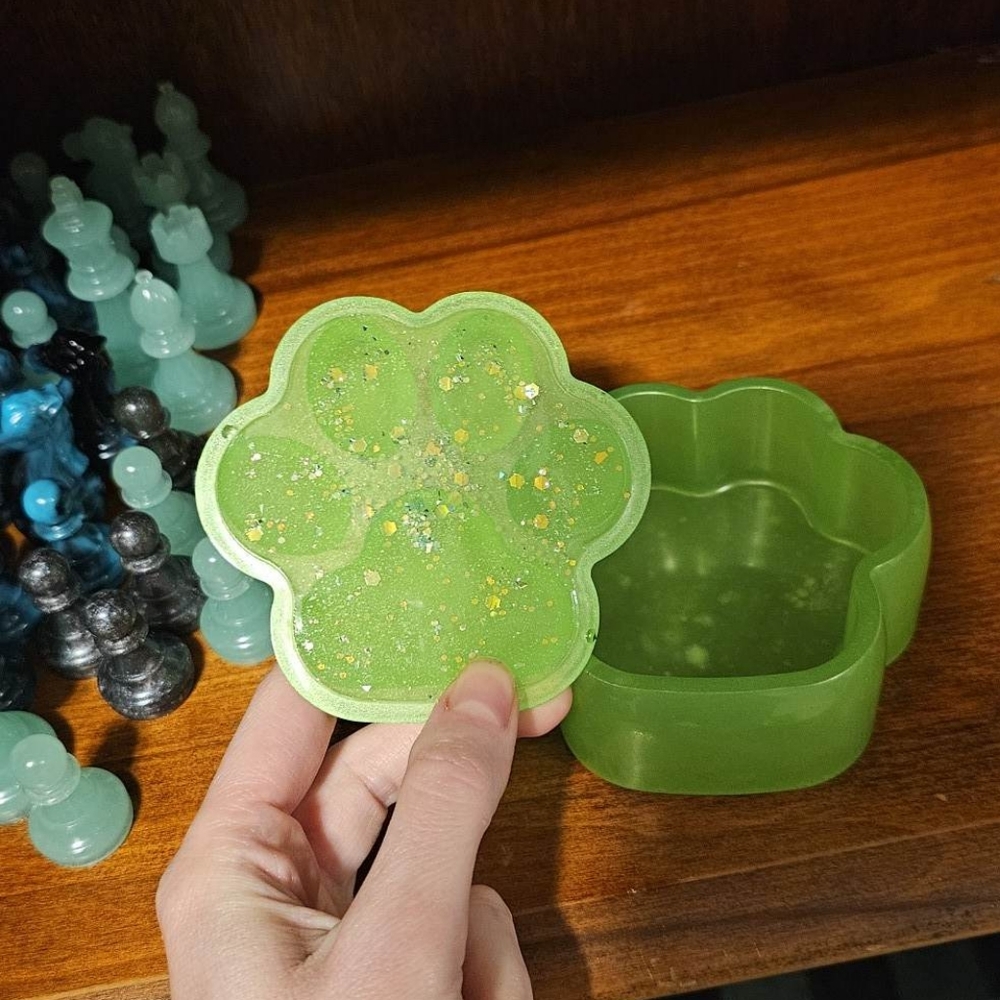 Handmade resin paw print jars